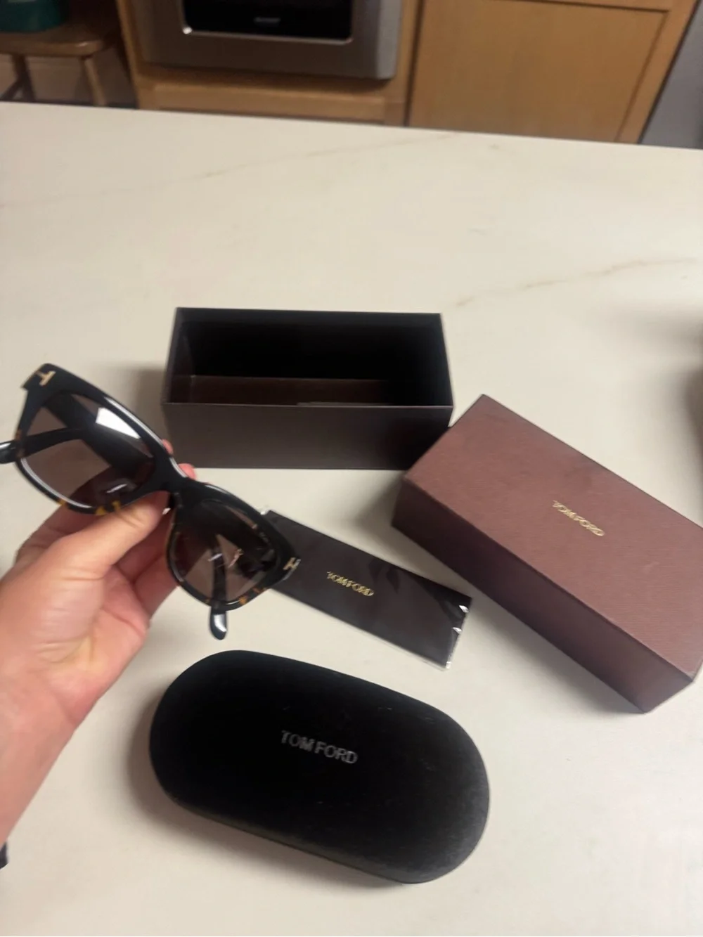 Tom Ford Black Frame Sunglasses with Brown Gradient Lenses